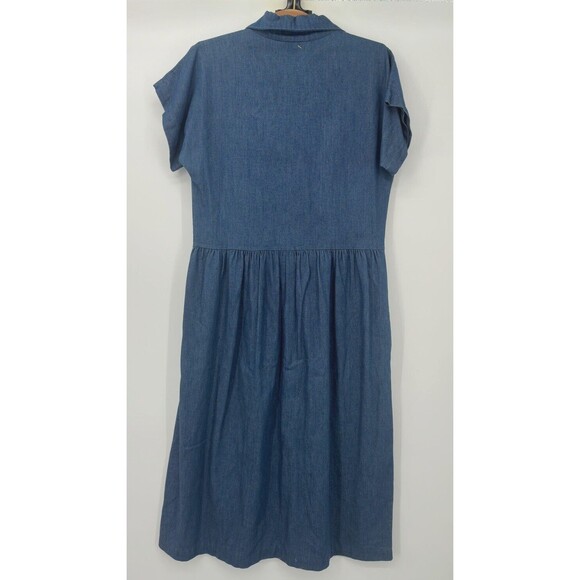 Vtg‎ 1970’s Jean Dress Full Skirt Fitted Bodice Union Made Cottagecore S70.s - Picture 3 of 7